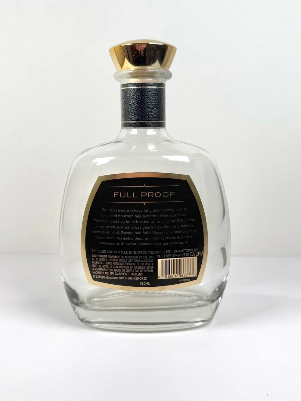 1792 Full Proof Sazerac Barrel Select Kentucky Bourbon Whiskey Empty Bottle Cork